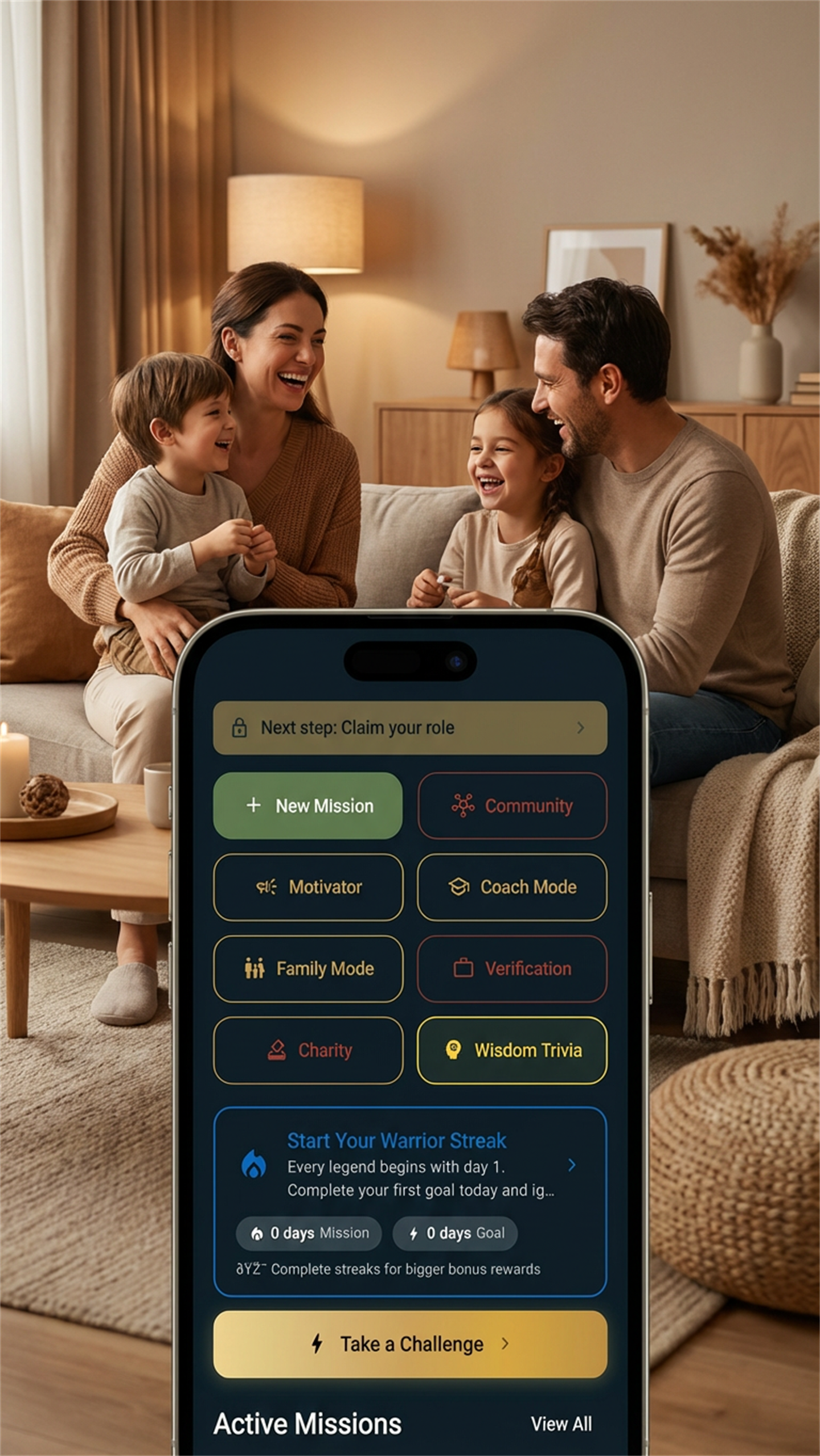 MissionFill family mode – self-improvement app for families and group accountability
