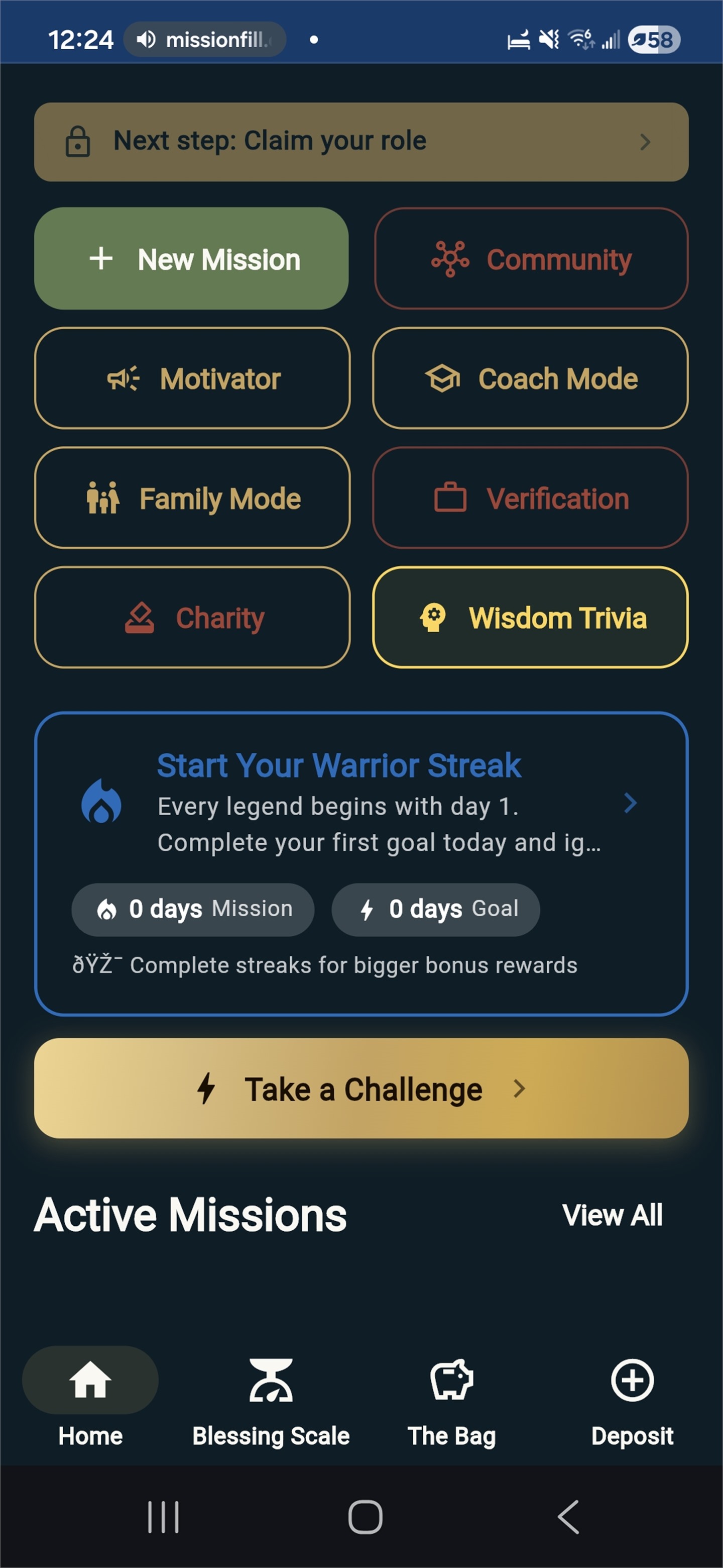 MissionFill daily missions – self-improvement app for discipline and habit building
